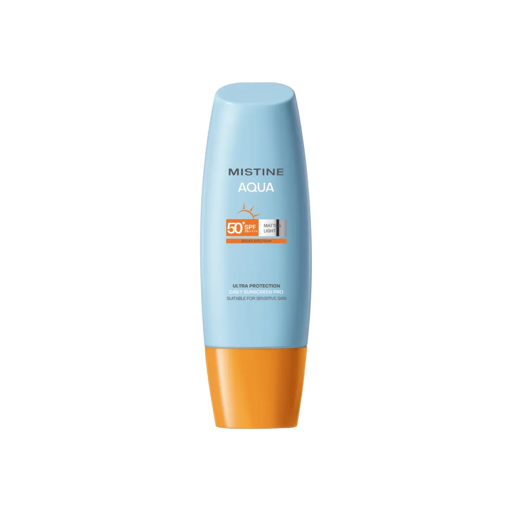 ครีมกันแดด Mistine Aqua Base Pro SPF50+ PA++++ เนื้อแมทท์ บางเบา สำหรับผิวแพ้ง่าย