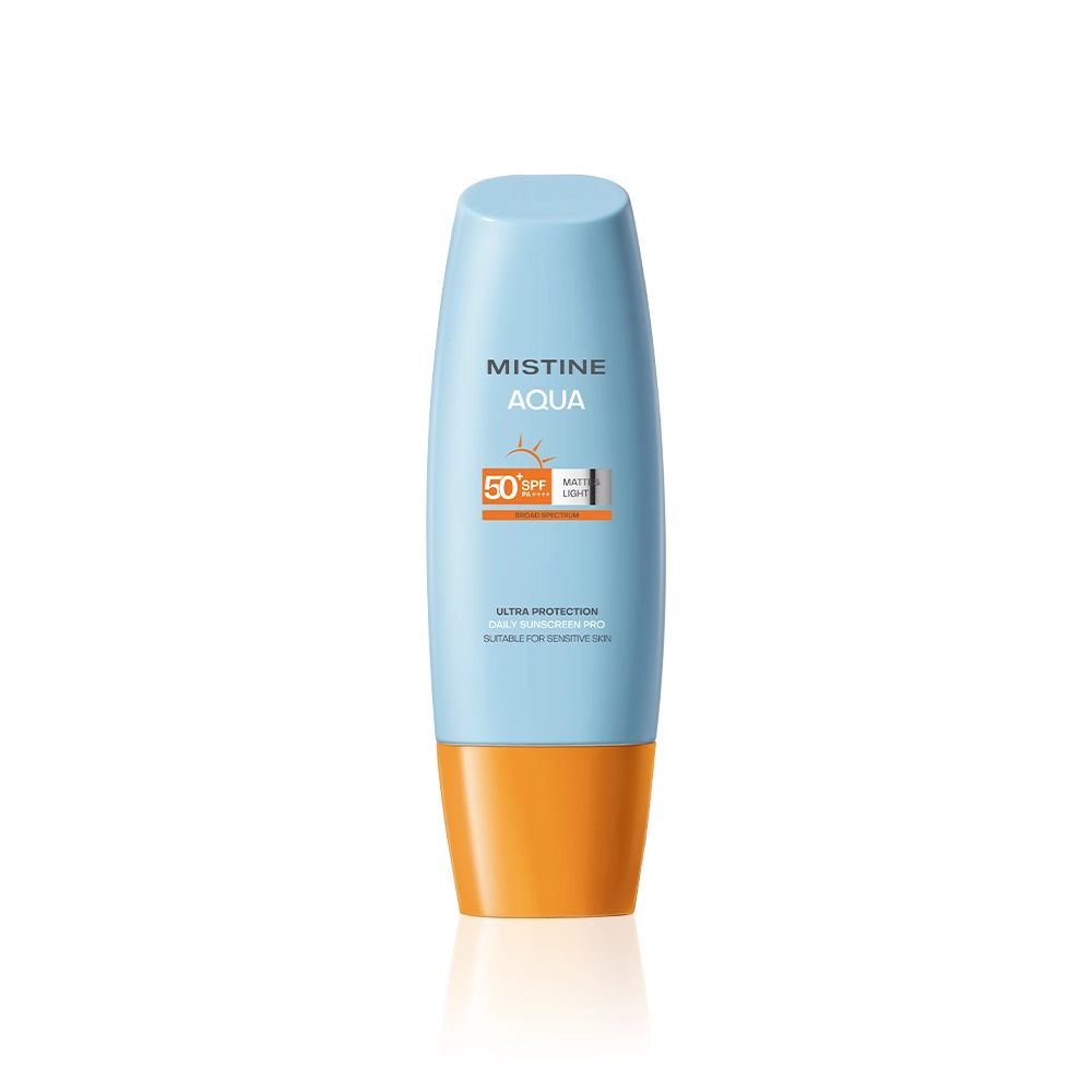 ครีมกันแดด Mistine Aqua Base Pro SPF50+ PA++++ เนื้อแมทท์ บางเบา สำหรับผิวแพ้ง่าย