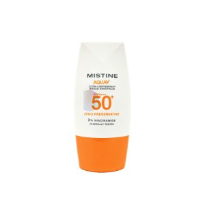 มิสทิน อะควา วี อัลตร้า ไลท์แอนด์ไบร์ท ซันสกรีน SPF50+ PA++++ กันแดดผิวหน้าสูตรบางเบา อ่อนโยน ไม่มีน้ำหอม คุมมัน 12 ชั่วโมง ปกป้องผิวจากรังสี UVA/UVB/แสงสีฟ้า พร้อมบำรุงด้วยวิตามิน B3