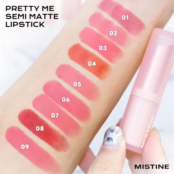 ลิปสติก Mistine Semi Matte เนื้อกำมะหยี่ ละมุน ช่วยเบลอร่องปากให้เรียบเนียน