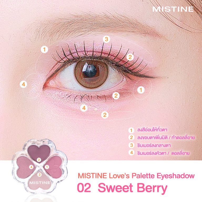พาเลทหัวใจมิสทิน MISTINE Love's Palette Eyeshadow สี 02 Sweet Berry