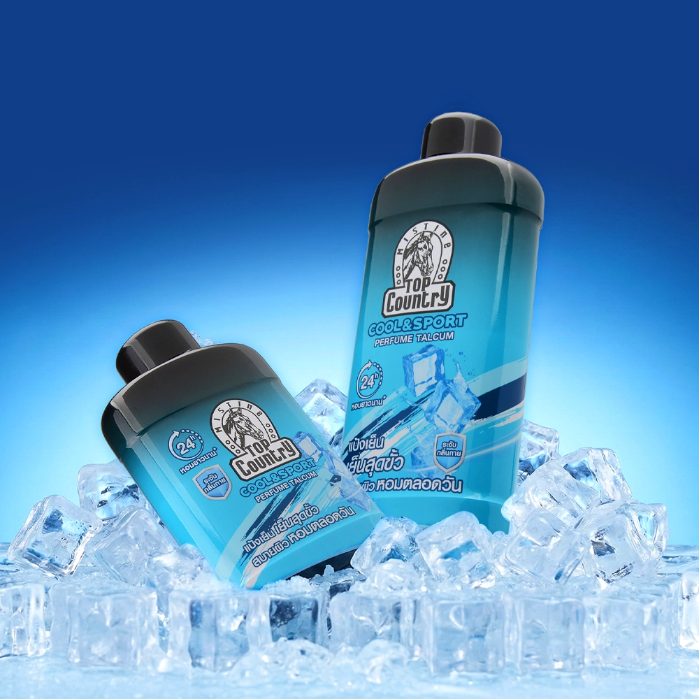 แป้งเย็นทาตัว MISTINE TOP COUNTRY COOL & SPORT ให้ความรู้สึกเย็นสดชื่นทันทีหลังทา ผิวแห้งสบายไม่เหนอะหนะ พร้อมกลิ่นหอมเย็น