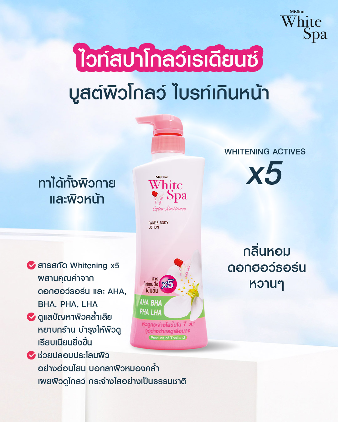 โลชั่นบำรุงผิว ไวท์ สปา โกลว์ เรเดียนซ์ เติมความเปล่งประกาย ให้ผิวดูฉ่ำโกลว์สุขภาพดี